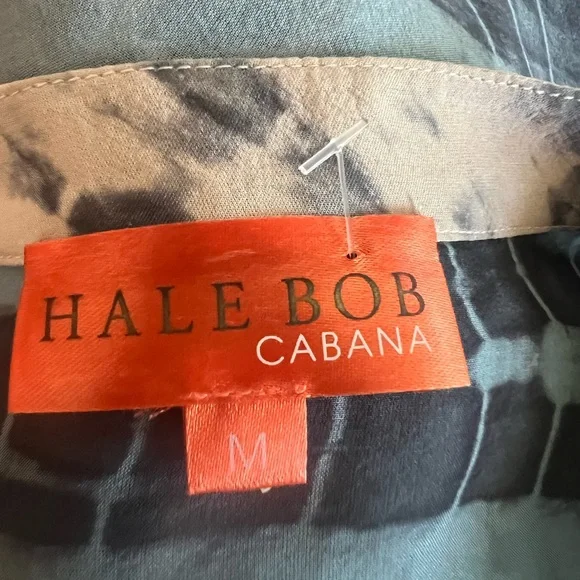Hale Bob Cabana tye die silk embroidered split neck tunic